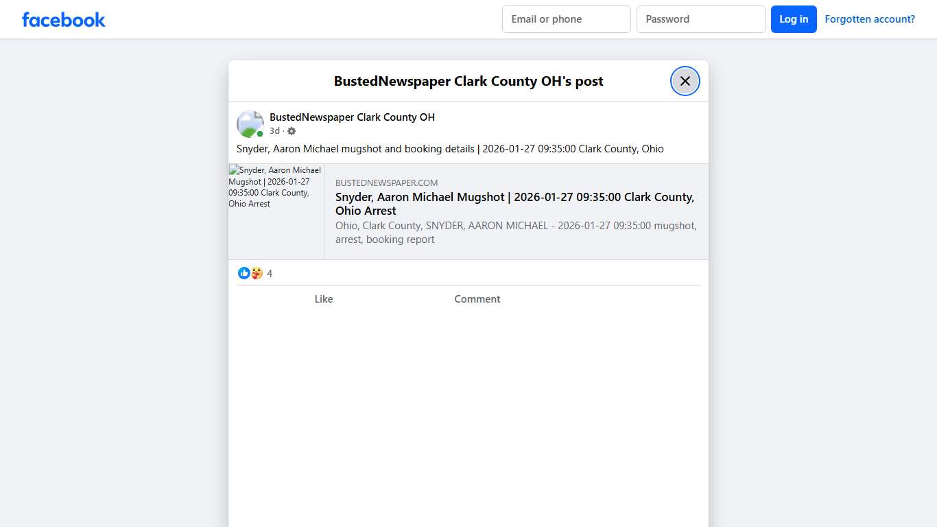 Snyder, Aaron Michael... - BustedNewspaper Clark County OH Facebook